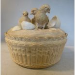 A late Victorian pottery egg crock, fashioned as a woven basket,