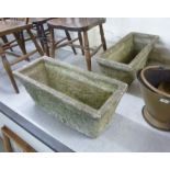 A pair of composition stone box planters 10''h 26''w BSR