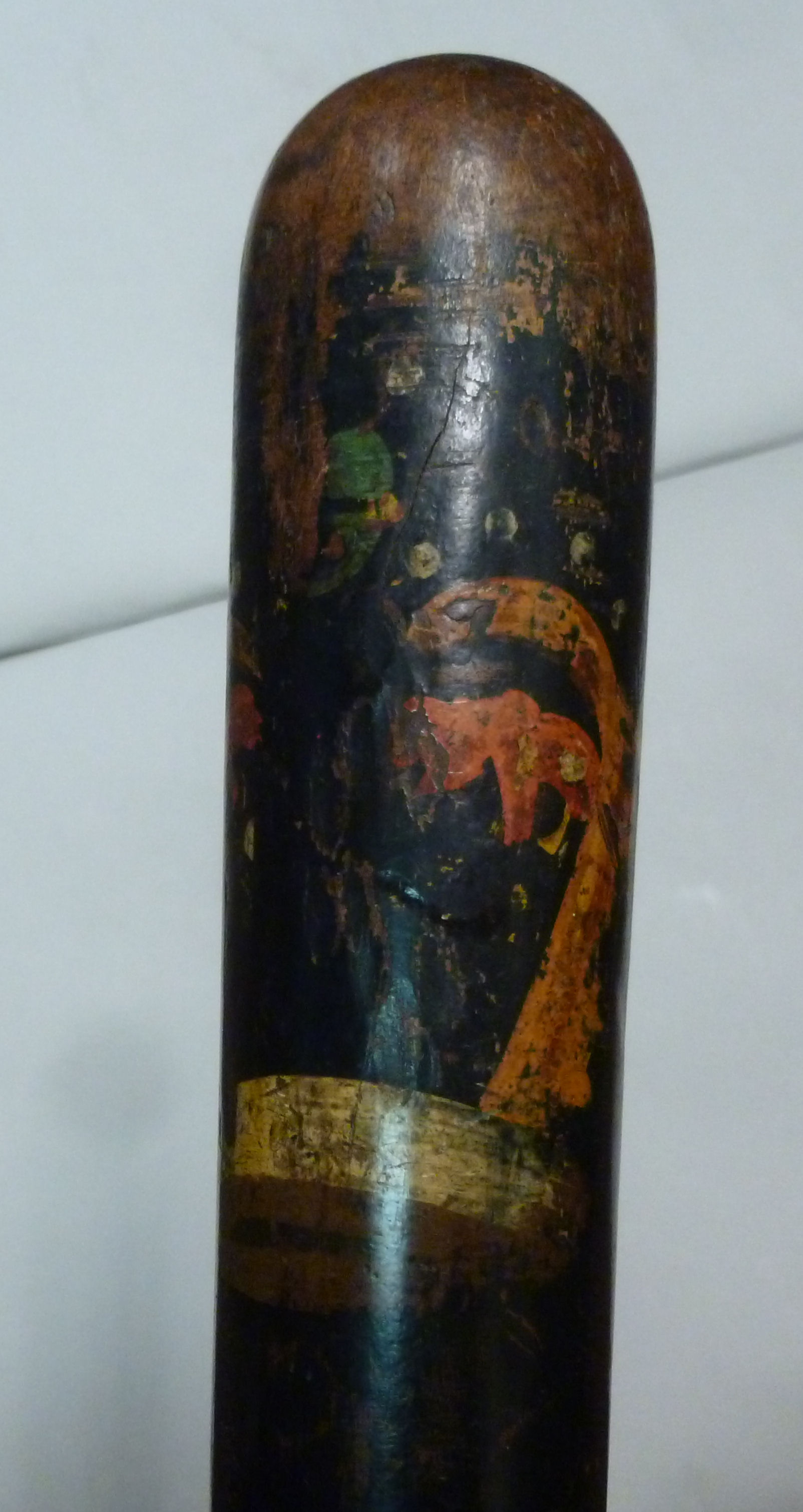 A late 19thC police wooden truncheon, painted in colours on black, impressed PC165, on a ribbed, - Image 8 of 10