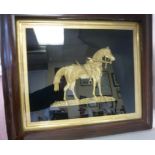 A mid/late 19thC Continental cast gilt metal plaque, a saddled, standing horse,