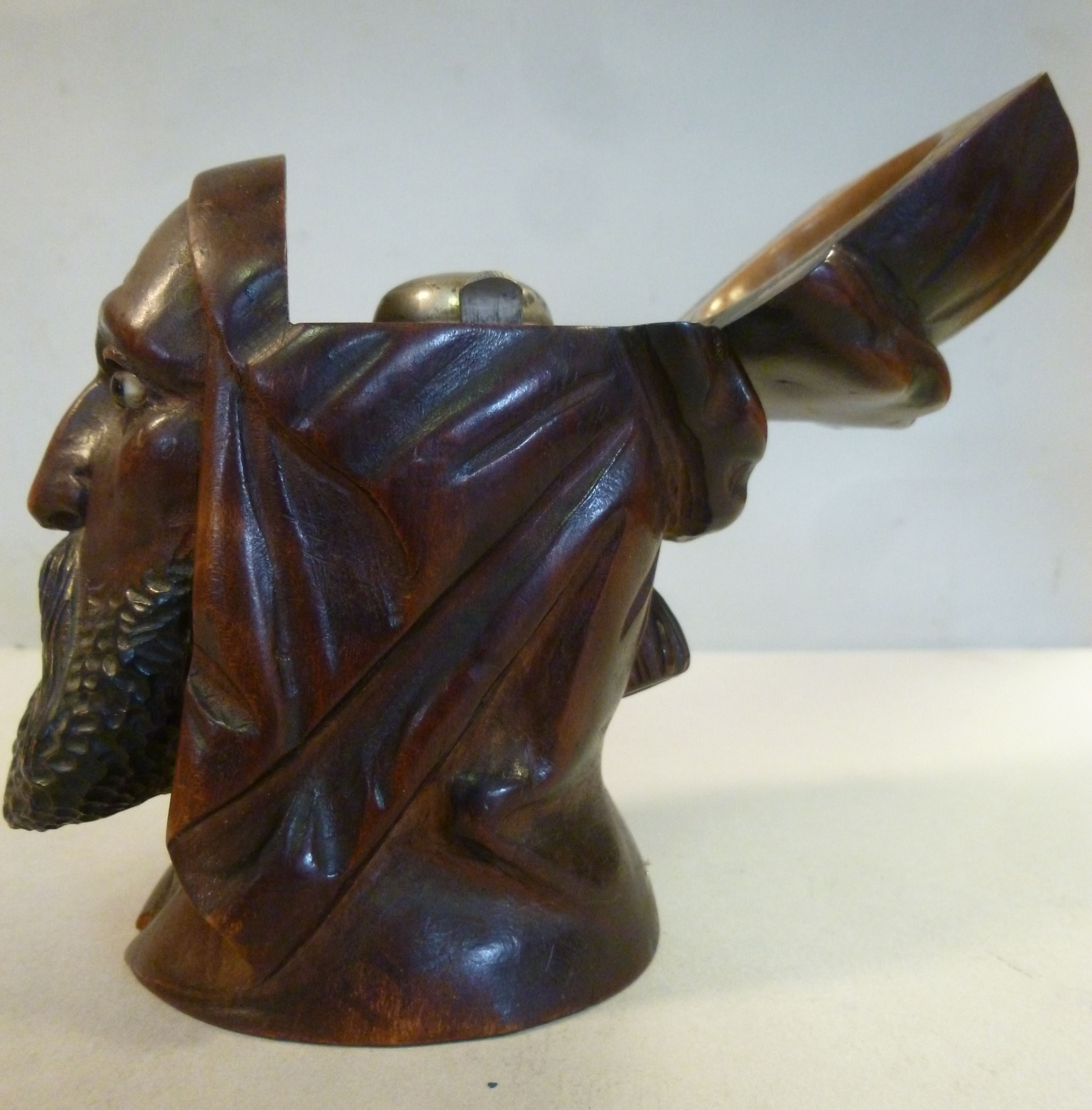 A late 19thC carved and painted hardwood novelty inkwell, - Image 5 of 12