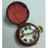 An early/mid 19thC lacquered brass cased pocket compass,