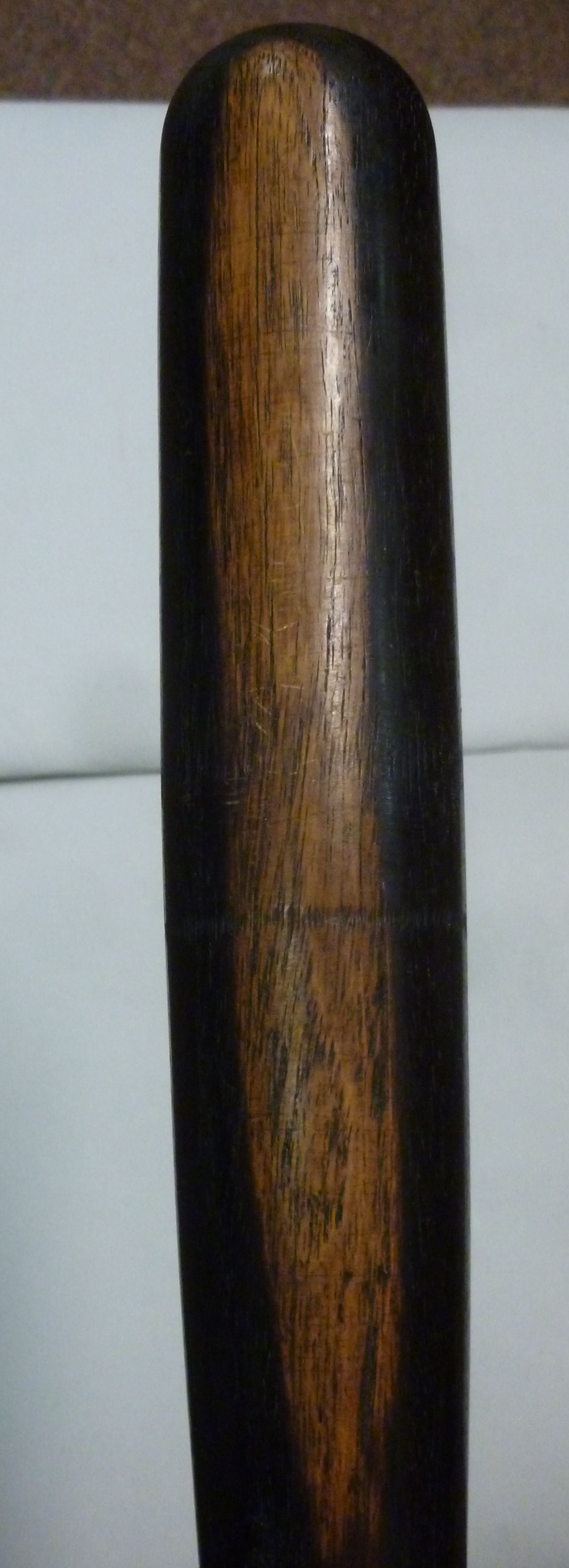 A late 19thC painted guard's wooden baton, on a wide ribbed handgrip with a leather strap 15. - Image 6 of 6