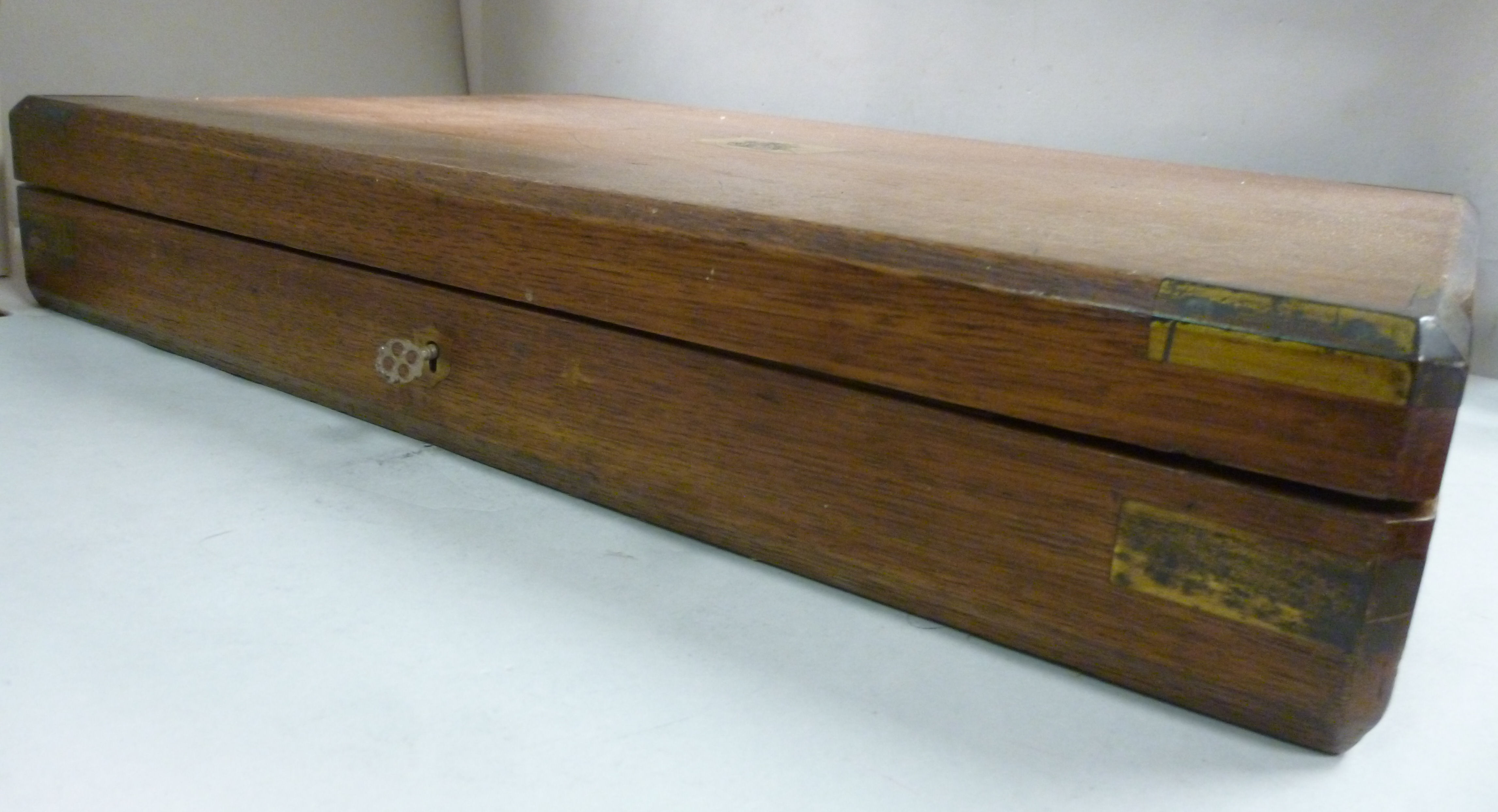 A canteen of mid 19thC Mappin Brothers bone handled steel cutlery, in a light oak, - Image 8 of 8