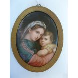 A late 19thC Meissen painted porcelain oval plaque, after Raphael,