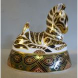 A Royal Crown Derby bone china paperweight with a stopper 'Zebra' 5.