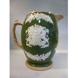 A Copeland Eland Latte Spode green glazed earthenware commemorative Victorian Diamond Jubilee water