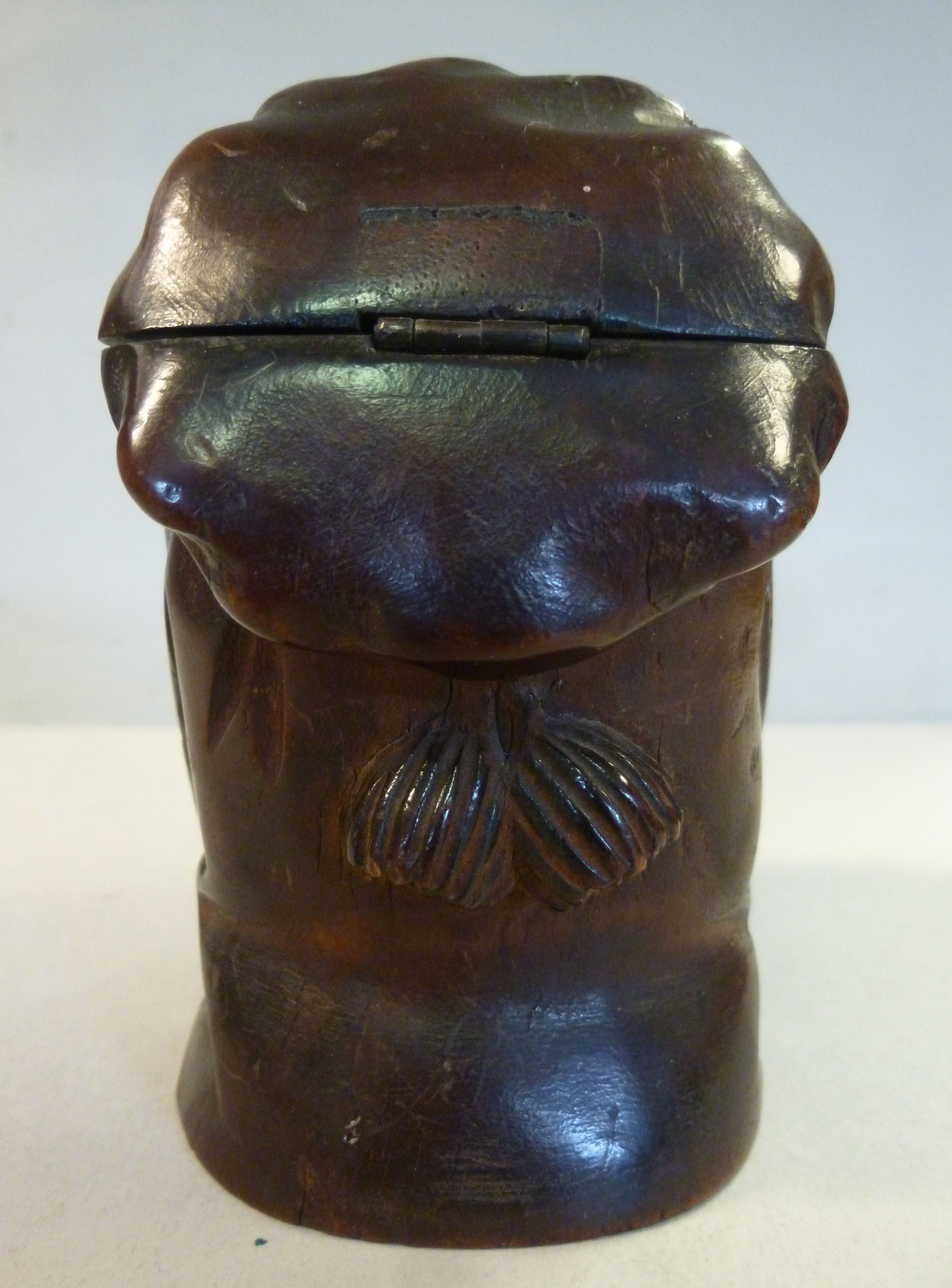 A late 19thC carved and painted hardwood novelty inkwell, - Image 7 of 12