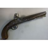 A late 18th/early 19thC flintlock pistol with a brass trigger guard