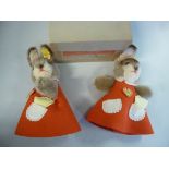 A pair of Steiff 'Hide a Gift Bunny-Lapin Surprise' red rabbits 6''h boxed