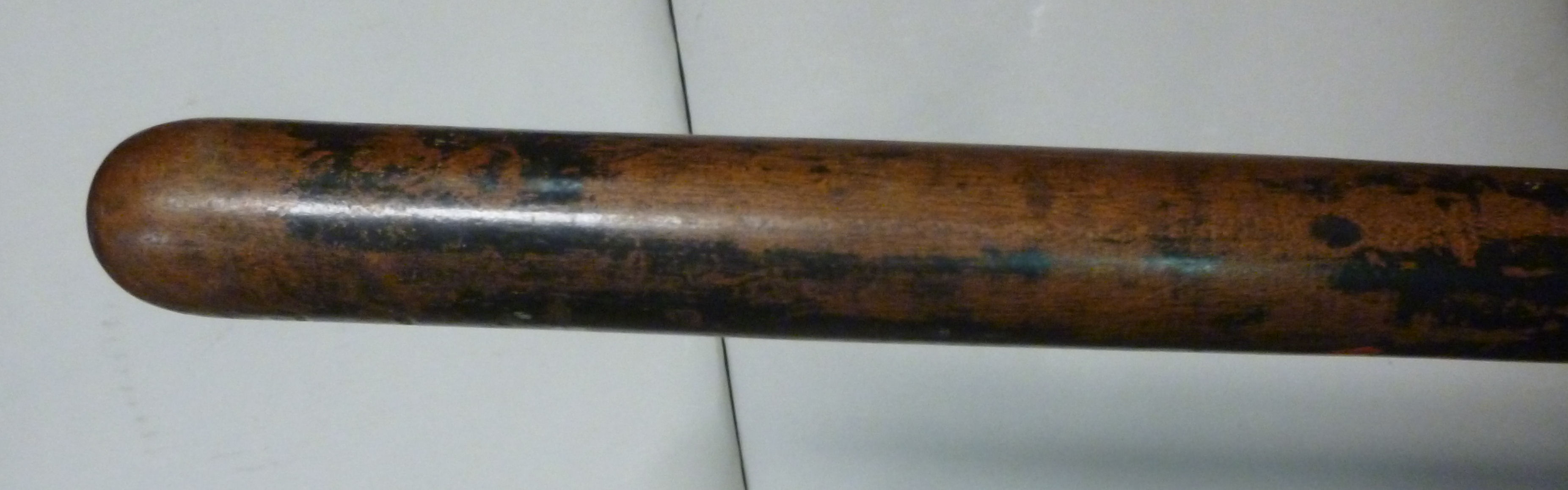 A late 19thC police wooden truncheon, bears remnants of red and black paint, impressed PC79, - Image 8 of 8