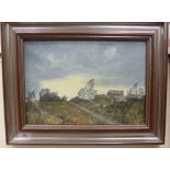 A Sturrie - 'Sketch of storm over Burnham' oil on canvas bears a signature 10'' x 14'' framed
