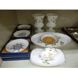 Decorative ceramics: to include a set of six Royal Worcester bone china pin dishes 3''dia boxed