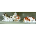 Three Royal Crown Derby bone china paperweights with stoppers, viz. 'Puppy' 1.
