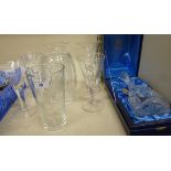 British Royal commemorative glassware: to include a Thomas Webb Crystal mallet shaped decanter with