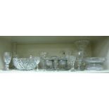 Decoratively cut crystal and other glass tableware: to include a pair of oval sweet dishes in