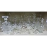 Domestic glassware: to include pedestal wines with etched fruiting vine and foliate ornament;