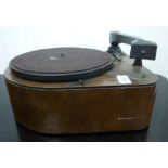A mid 20thC HMV laminated round end cased, table-top,