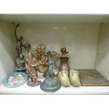 Late Victorian and early 20thC metal objects of ornament: to include a painted spelter figure,