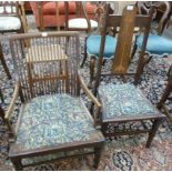 An Art Nouveau stained beech framed side chair,