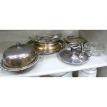 Silver plated ware: to include a muffin dish and cover;