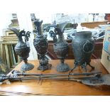 Decorative and domestic metalware: to include three late Victorian ewers BSR