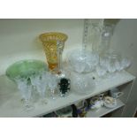 Glassware: to include a lead crystal biscuit jar and cover with line-cut decoration 8''h