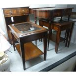 Small mahogany finished reproduction furniture: to include a pair of serpentine front hall tables,