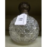 A late Victorian hobnail and star cut spherical Cologne bottle,