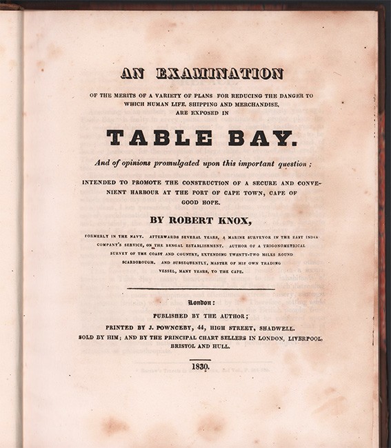 Knox (Robert) AN EXAMINATION (Table Bay) 71 + 41 + [10] pages, 3 folding charts, Table Bay, A plan - Image 4 of 4