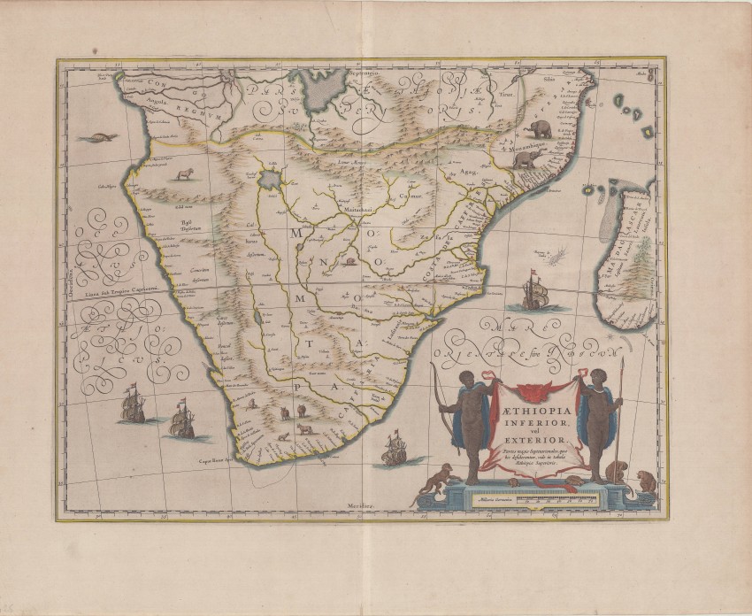 Willem Blaeu Aethiopia inferior vel exterior This map of Southern Africa is a valued addition to any