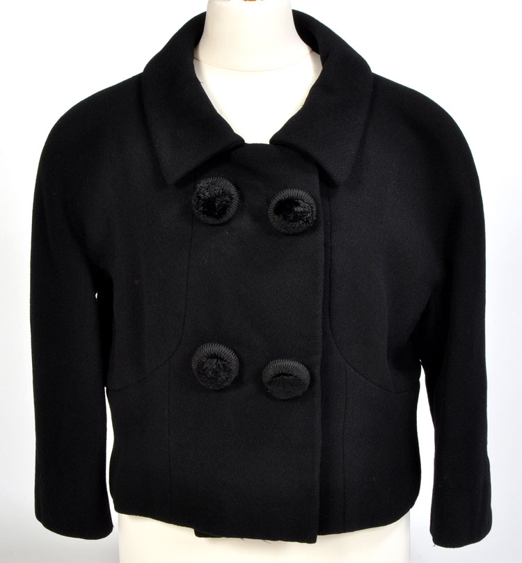 A Givenchy, Paris, black woollen jacket with three-quarter length sleeves,