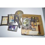 Silver mounted photograph frames various;