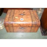 A 19th Century inlaid figured walnut rectangular box,