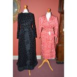 1960's and 70s ladies clothing: to include a red floral pattern day dress, Polly Peck,