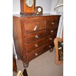 A Victorian mahogany chest of two short and three long drawers with turned knob handles,