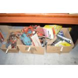 Three boxes of assorted tools; etc.