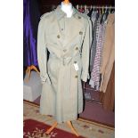 A gent's Burberry trench coat in pale green, size L.