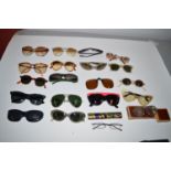 Vintage sunglasses to include: Mulberry; Ray-Ban; Allander; and two pairs of spectacles.