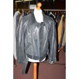 A William Tailoring black leather biker's jacket, size Extra Large.