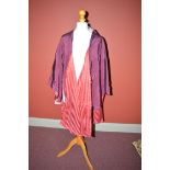 A 20th Century purple and red pinstripe silk reversible kimono, size 12 approx.