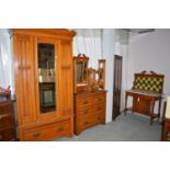 An early 20th Century satin walnut bedroom suite, to include: wash stand,