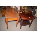 A 19th Century mahogany Pembroke table; a stained wood two-tier occasional table;