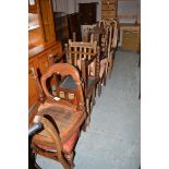 Ten dining chairs,