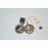 Two picture pendants,