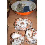 A Victorian part tea set; a Carlton ware bowl with Bairnsfather decoration,