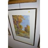A watercolour - Woodland landscape, signed with initials S.L.