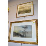 A watercolour - "Happy Valley", by Ann Hall; together with a pastel painting of a highland loch,