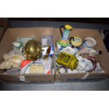 Two boxes of assorted ceramics,