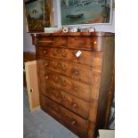 A Victorian mahogany Scotch chest fitted six drawers on a platform base.